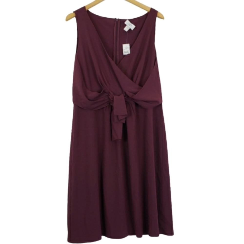 Ann Taylor Plum Tie-Waist Midi Dress